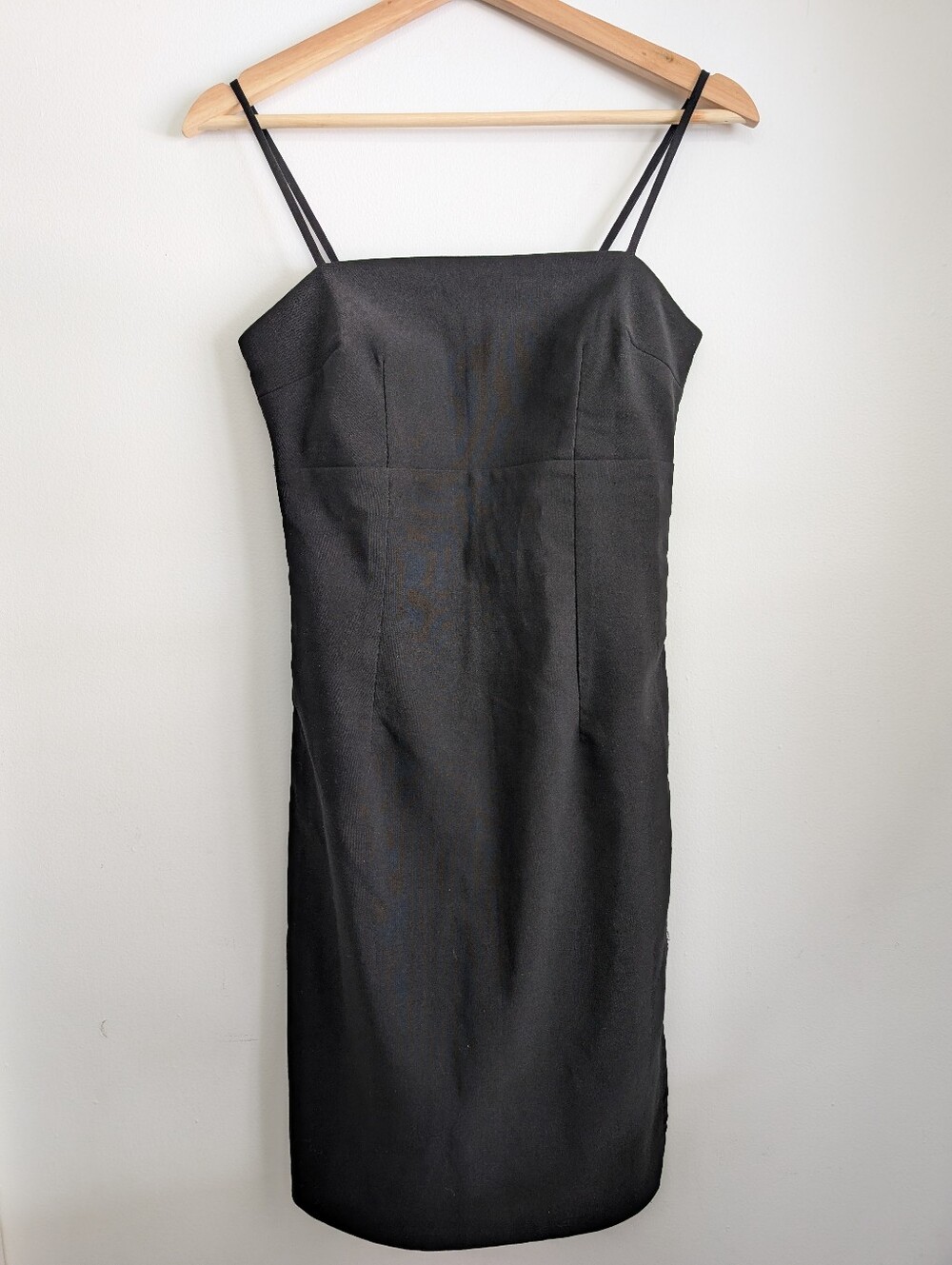 Vintage Fitted Mini Square Dress Y2K Beechers Brook Contemporary Black Stretch